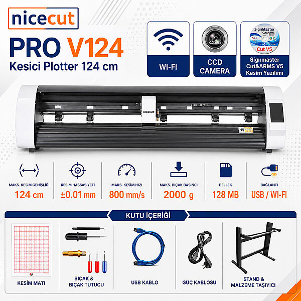 NICECUT PRO V124 Profesyonel Sticker ve Folyo Kesim Plotteri 124 cm (Ayaklı) - 2