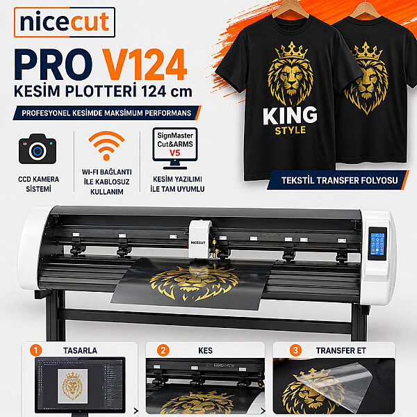 NICECUT PRO V124 Profesyonel Sticker ve Folyo Kesim Plotteri 124 cm (Ayaklı) - 3