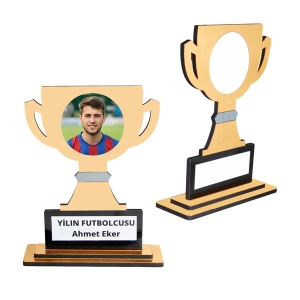  - Ödül Kupası Ahşap Plaket - Beyaz Metalli (1)