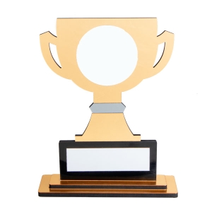  - Ödül Kupası Ahşap Plaket - Beyaz Metalli