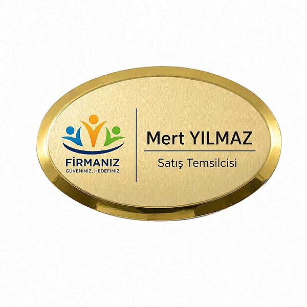 Oval Metal Yaka İsimliği (altın) - 2