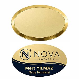 Oval Metal Yaka İsimliği (altın) - 3