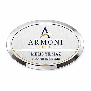 Oval Metal Yaka İsimliği (gümüş) (1)