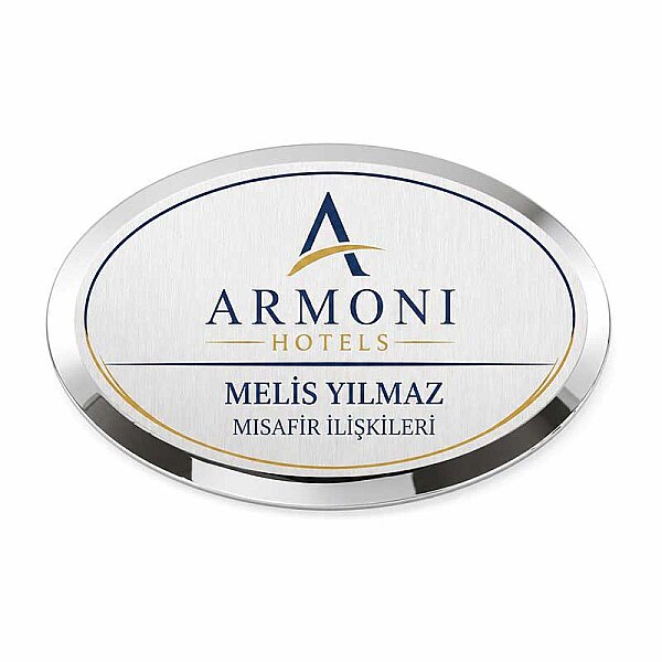 Oval Metal Yaka İsimliği (gümüş) - 2