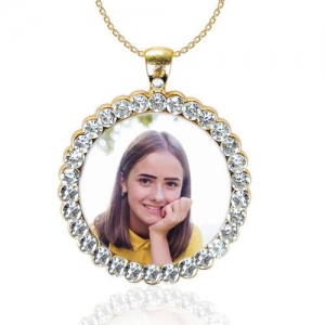 - Sublimasyon Yuvarlak Altın Metal Kolye  - Sublimasyon Yuvarlak Altın Metal Kolye