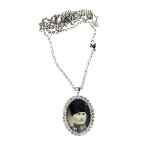 - Sublimasyon Oval Gümüş Metal Kolye  - Sublimasyon Oval Gümüş Metal Kolye