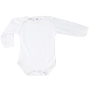  - Pamuk Polyester Uzun Kollu Beyaz Bebek Zıbını (Unisex)