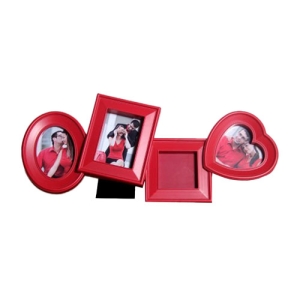  - Plastik 4 lü Masaüstü Kolaj Fotoğraf Çerçevesi - Kırmızı