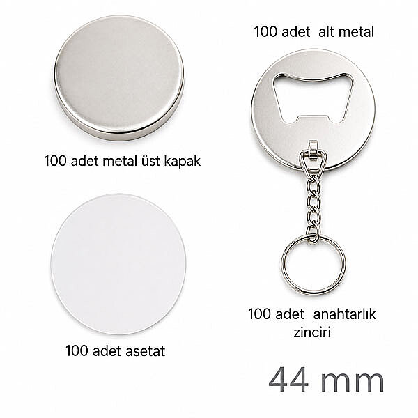 Rozet Açacaklı Anahtarlık 44 mm (100 adet ) - 1