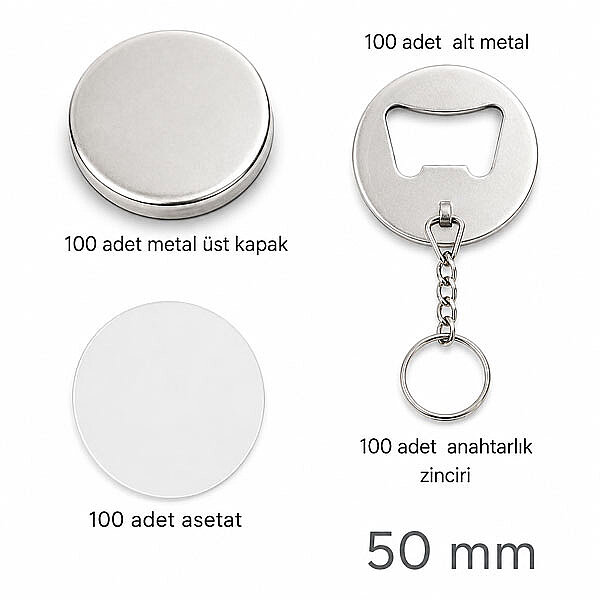 Rozet Açacaklı Anahtarlık 50 mm (100 adet) - 1