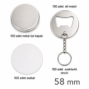 Rozet Açacaklı Anahtarlık 58 mm (100 adet )