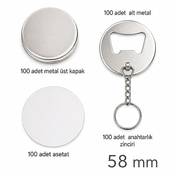 Rozet Açacaklı Anahtarlık 58 mm (100 adet ) - 1