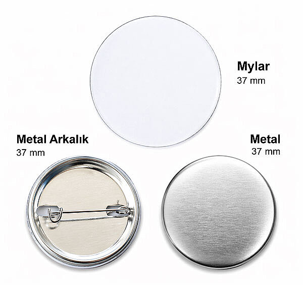 Rozet İğneli 37 mm Metal Arkalıklı (100 adet) - 2