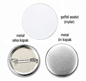 Rozet İğneli 37 mm Metal Arkalıklı (100 adet) - 1