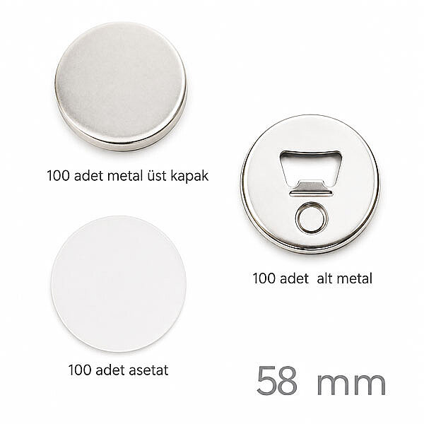 Rozet Magnet Açacak 58 mm (100 adet ) - 1