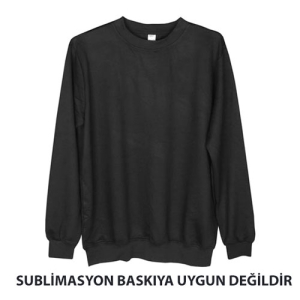 - Siyah Pamuk Polyester Unisex Sweatshirt - Yetişkin  - Siyah Pamuk Polyester Unisex Sweatshirt - Yetişkin