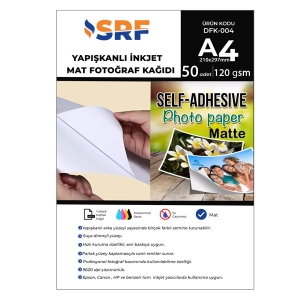 SRF - SRF Yapışkanlı İnkjet Mat Fotoğraf Kağıdı 120 gr (50 adet A4) SRF - SRF Yapışkanlı İnkjet Mat Fotoğraf Kağıdı 120 gr (50 adet A4)