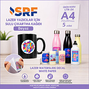  SRF Beyaz Sulu Çıkartma Lazer Transfer Kağıdı A4 (5 adet)  (1)