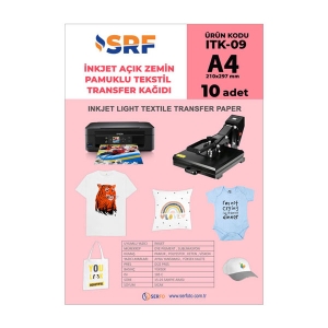 SRF - SRF İnkjet A4 Pamuklu Açık Zemin Transfer Kağıdı (10 adet) SRF - SRF İnkjet A4 Pamuklu Açık Zemin Transfer Kağıdı (10 adet)