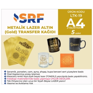 SRF - SRF Lazer Altın (Gold) Metalik Transfer Kağıdı A4 (5 adet ) SRF - SRF Lazer Altın (Gold) Metalik Transfer Kağıdı A4 (5 adet )