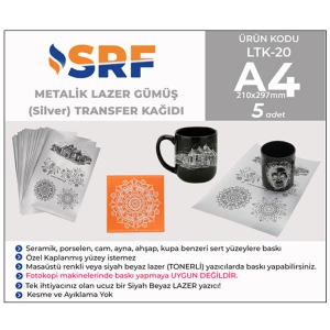 SRF - SRF Lazer Gümüş (Silver) Metalik Transfer Kağıdı A4 (5 adet) SRF - SRF Lazer Gümüş (Silver) Metalik Transfer Kağıdı A4 (5 adet)