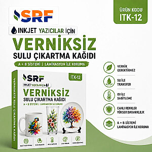 SRF Verniksiz İnkjet Şeffaf Sulu Çıkartma Kağıdı A4 (10 ADET)