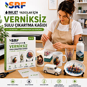 SRF Verniksiz İnkjet Şeffaf Sulu Çıkartma Kağıdı A4 (10 ADET) (1)