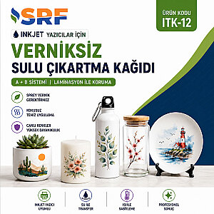 SRF Verniksiz İnkjet Şeffaf Sulu Çıkartma Kağıdı A4 (10 ADET) - 3
