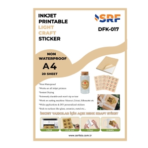 SRF - SRF Yapışkanlı İnkjet Açık Kraft Plastik Etiket (20 adet A4) SRF - SRF Yapışkanlı İnkjet Açık Kraft Plastik Etiket (20 adet A4)