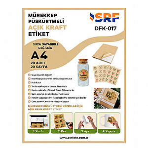 SRF Yapışkanlı İnkjet Açık Kraft Plastik Etiket (20 adet A4)