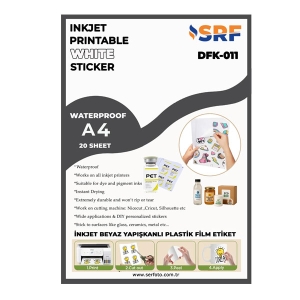 SRF - SRF Yapışkanlı İnkjet Beyaz Plastik Etiket (20 adet A4) SRF - SRF Yapışkanlı İnkjet Beyaz Plastik Etiket (20 adet A4)