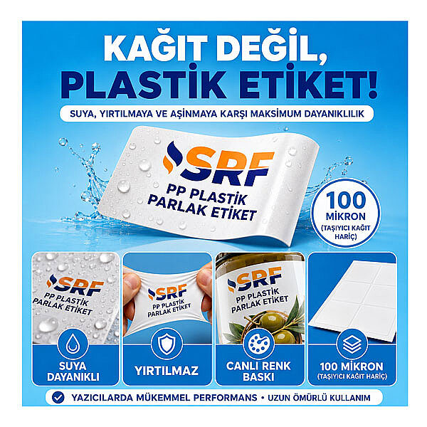 SRF İnkjet Yapışkanlı PP Beyaz Plastik Parlak Sticker Etiket Kağıdı (20 adet A4) - 2