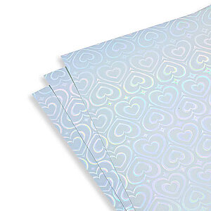 SRF Yapışkansız Statik Sök Tak Kalp Hologramlı Plastik Etiket (20 adet A4)   (1)