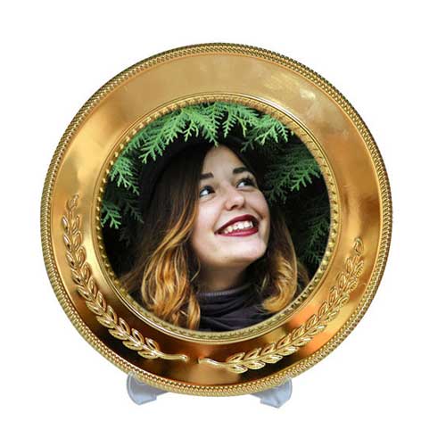 Sublimasyon 20 cm Altın Metal Tabak - Başak - 6