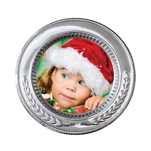 Sublimasyon 20 cm Gümüş Metal Tabak - Başak - 4