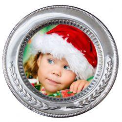 Sublimasyon 20 cm Gümüş Metal Tabak - Başak - 5