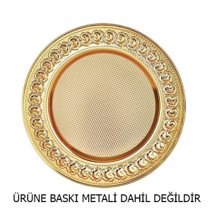 Sublimasyon 25 cm Altın Metal Tabak - Güllü - 3