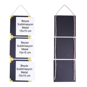 - Sublimasyon Ahşap 3 lü Ahşap İpli Çerçeve 15x15 cm (1)  - Sublimasyon Ahşap 3 lü Ahşap İpli Çerçeve 15x15 cm (1)