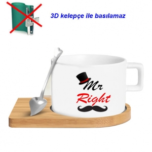 - Sublimasyon Ahşap Altlıklı Seramik Fincan  - Sublimasyon Ahşap Altlıklı Seramik Fincan