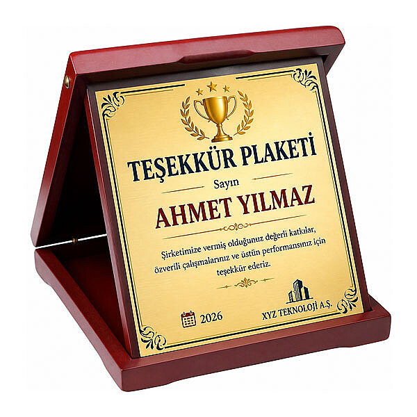 Sublimasyon Ahşap Kutulu Kare Plaket 20x20 cm - 3