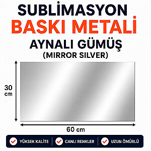 Sublimasyon Aynalı Gümüş Metal 30x60 cm - 0,45 mm (1)