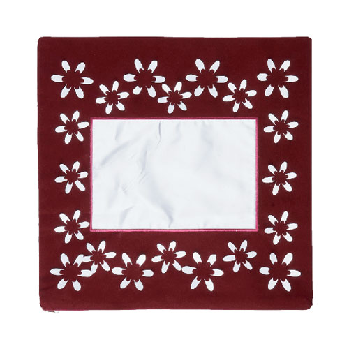 - Sublimasyon Çiçek Desenli Yastık - Bordo  - Sublimasyon Çiçek Desenli Yastık - Bordo