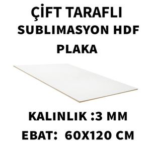 - Sublimasyon Çift Taraflı 3 mm HDF Plaka 60x120 cm  - Sublimasyon Çift Taraflı 3 mm HDF Plaka 60x120 cm