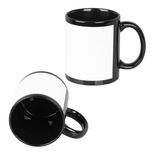 Sublimasyon Dekoratif Siyah Porselen Kupa (Beyaz Baskı Alanlı) - Kutulu - 7