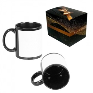 Sublimasyon Dekoratif Siyah Porselen Kupa (Beyaz Baskı Alanlı) - Kutulu - 5