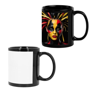 Sublimasyon Dekoratif Siyah Porselen Kupa (Beyaz Baskı Alanlı) - Kutulu - 3