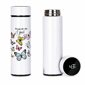 Sublimasyon Dijital Göstergeli Çelik Termos 450 ml - Beyaz