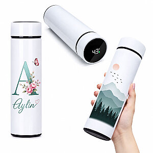 Sublimasyon Dijital Göstergeli Çelik Termos 450 ml - Beyaz (1)