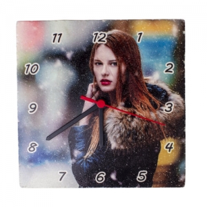 - Sublimasyon Doğal Taş Saat 20x20 cm  - Sublimasyon Doğal Taş Saat 20x20 cm