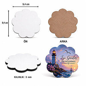 Sublimasyon Eko. MDF Bardak Altlığı 5  mm - Papatya - 3